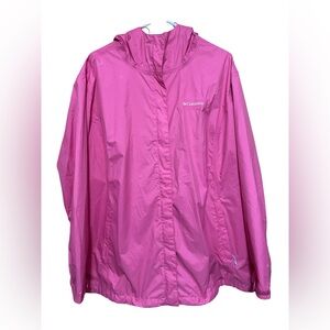 Columbia Pink Raincoat Plus Size 3X with Hood.